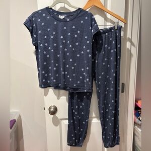 Splendid navy & white stars ⭐️ two-piece pajama set Small  NWT